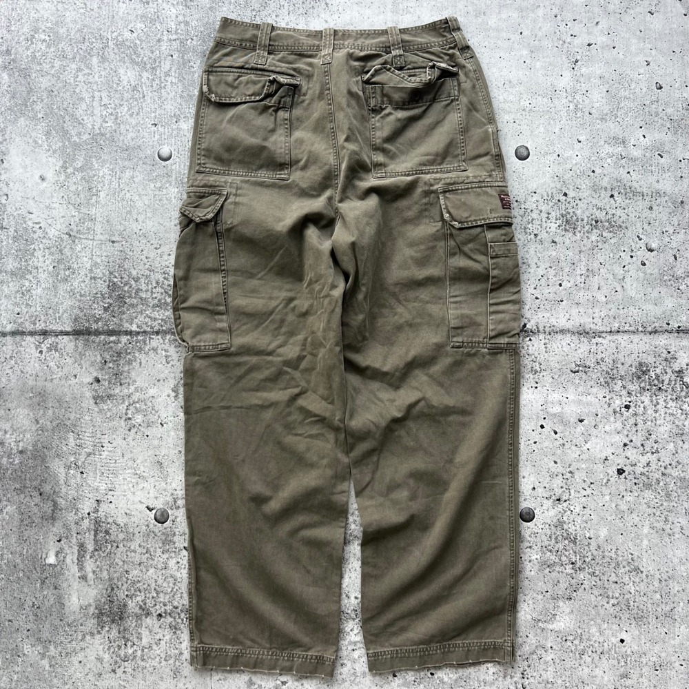 Abercrombie & Fitch Pants Mens 32 Green Wide Leg Paratrooper Cargo Utility Y2K - Picture 4 of 8